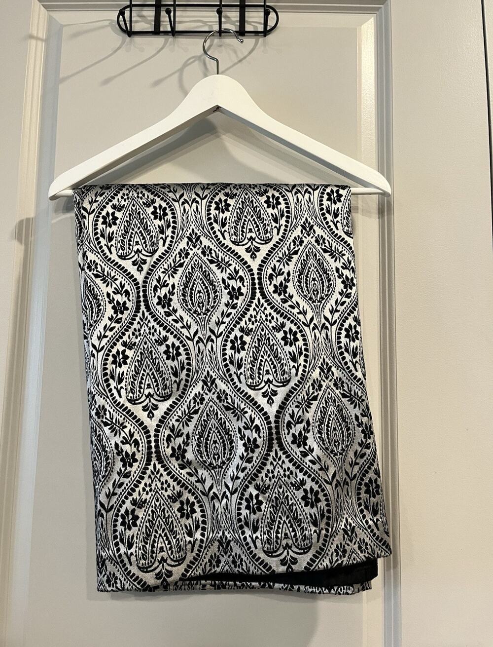 Worthington Black & White Paisley Zippered Lined Twill Cotton Garment Skirt A1